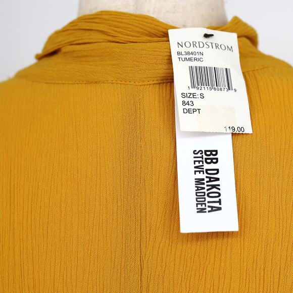 BB Dakota x Steve Madden Women Yellow Hidalgo Tie Front Ruffle Midi Dress Size S - Picture 7 of 7